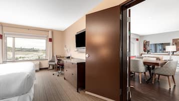 In-room safe, desk, laptop workspace, blackout curtains