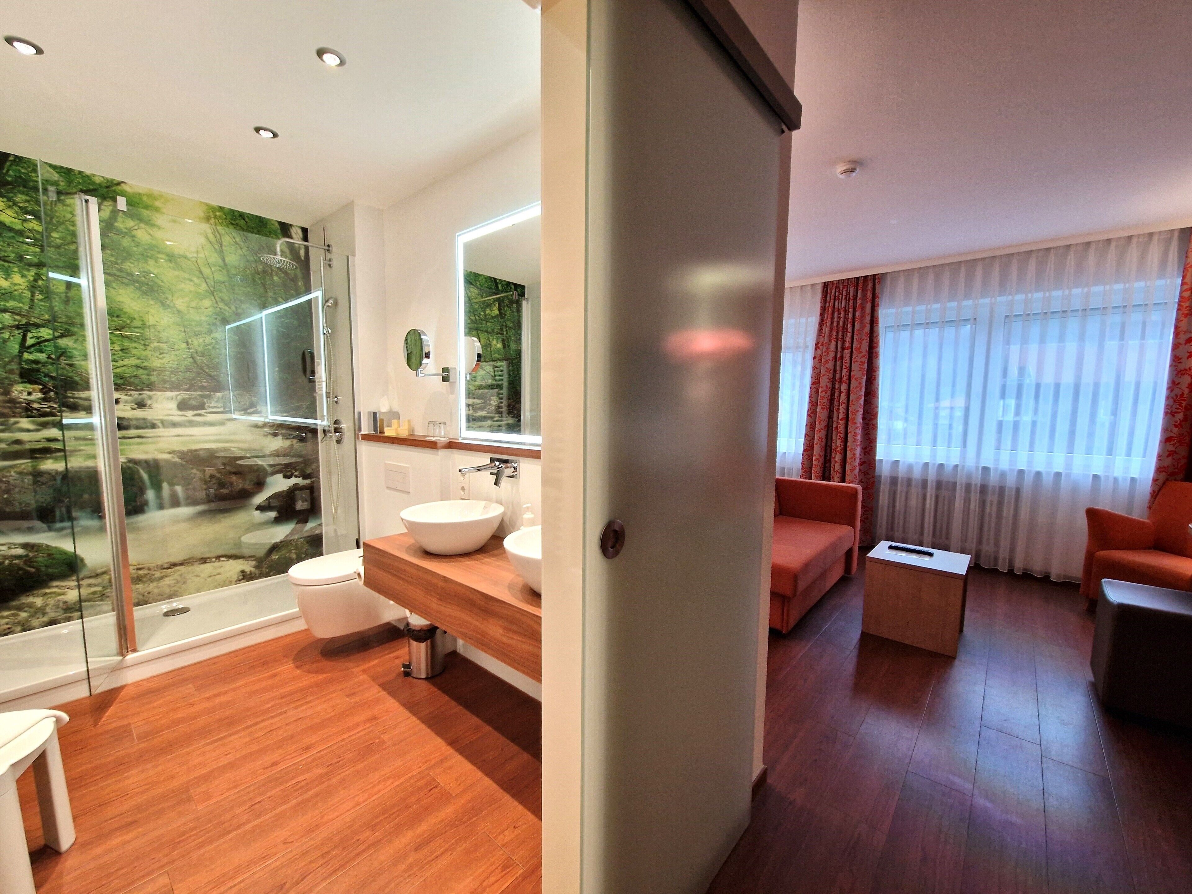 superior room with balcony | bathroom | free toiletries, hair dryer, towels, soap