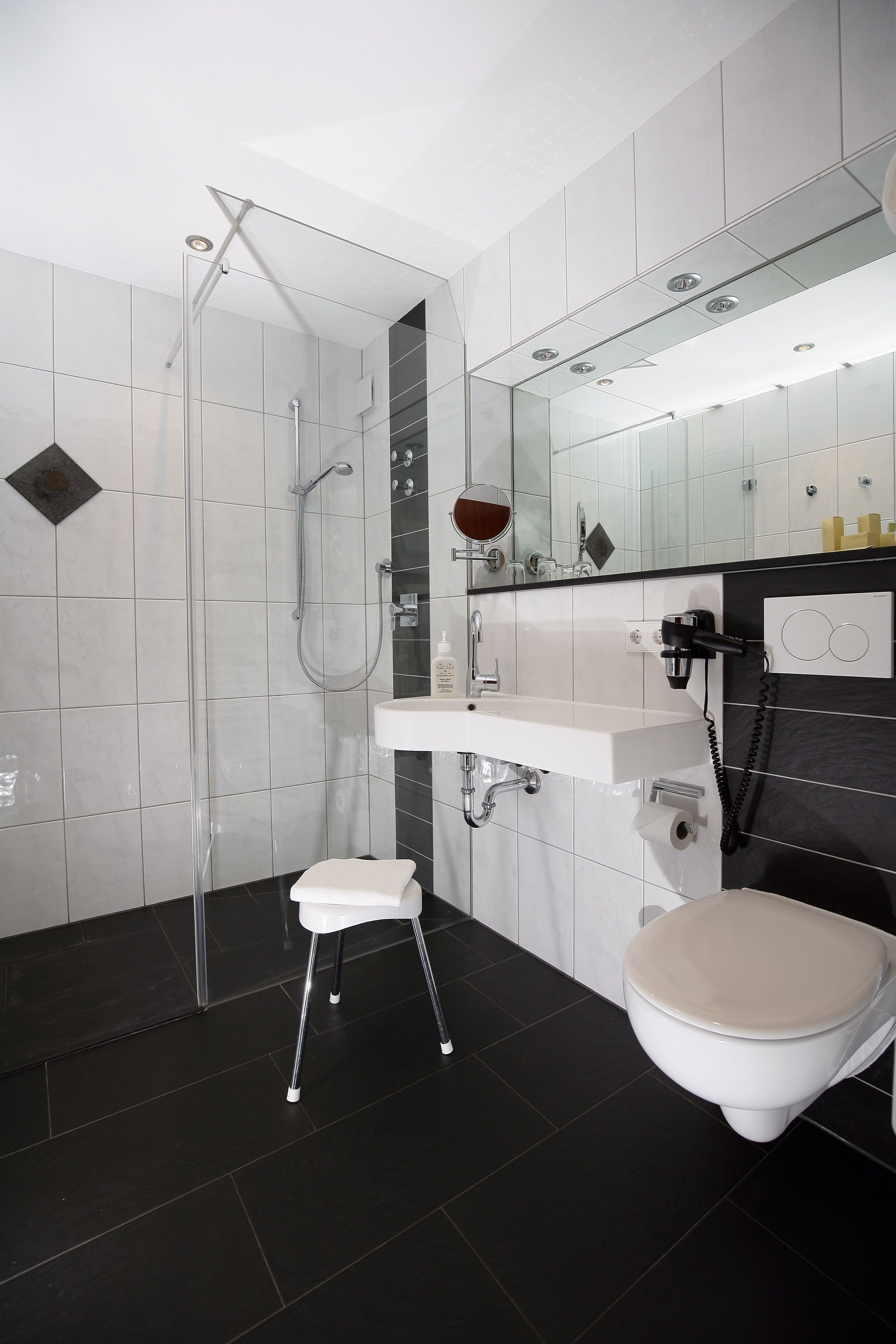 free toiletries, hair dryer, towels, soap