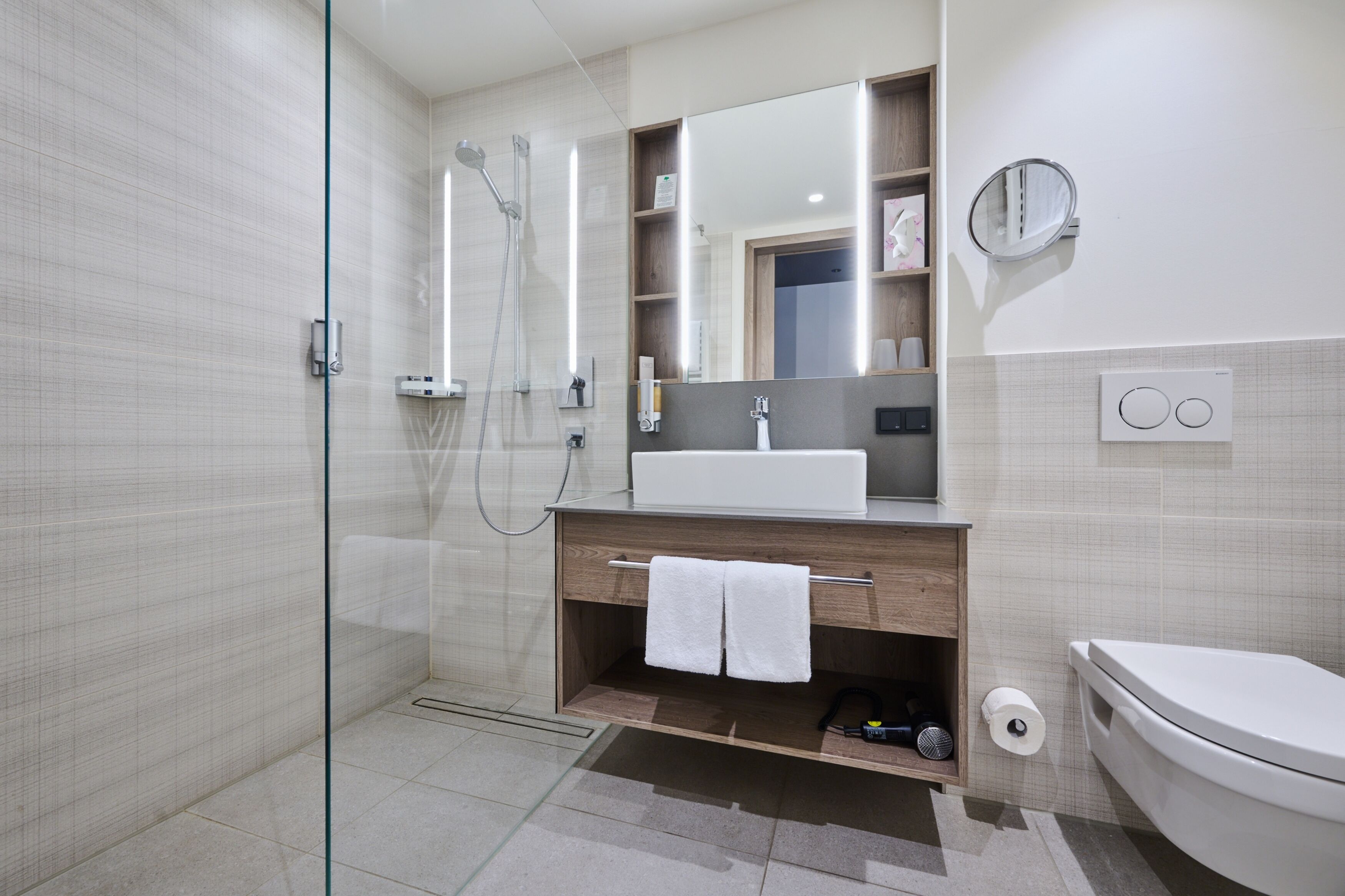 free toiletries, hair dryer, bathrobes, slippers