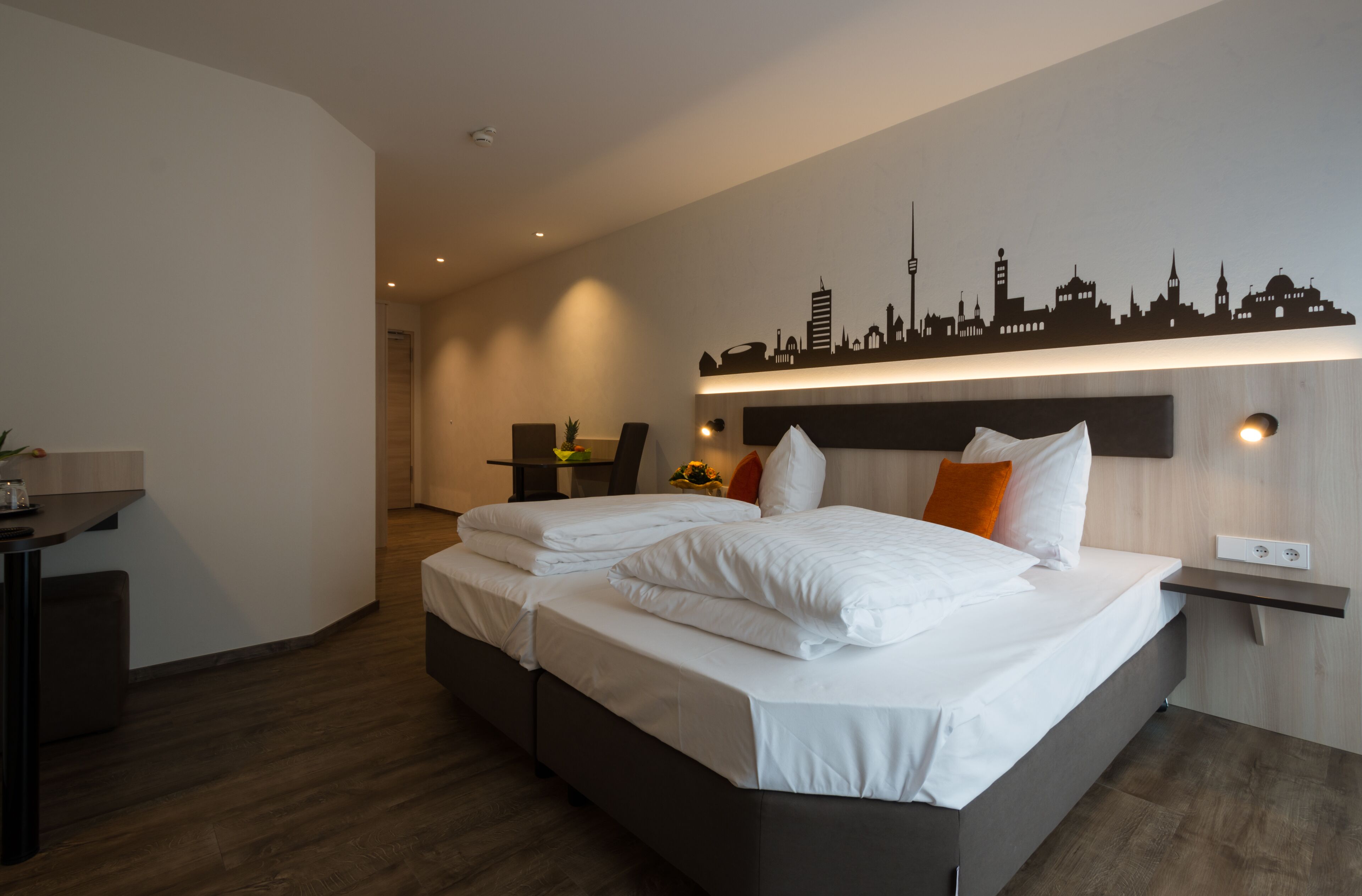 individually decorated, individually furnished, desk, laptop workspace