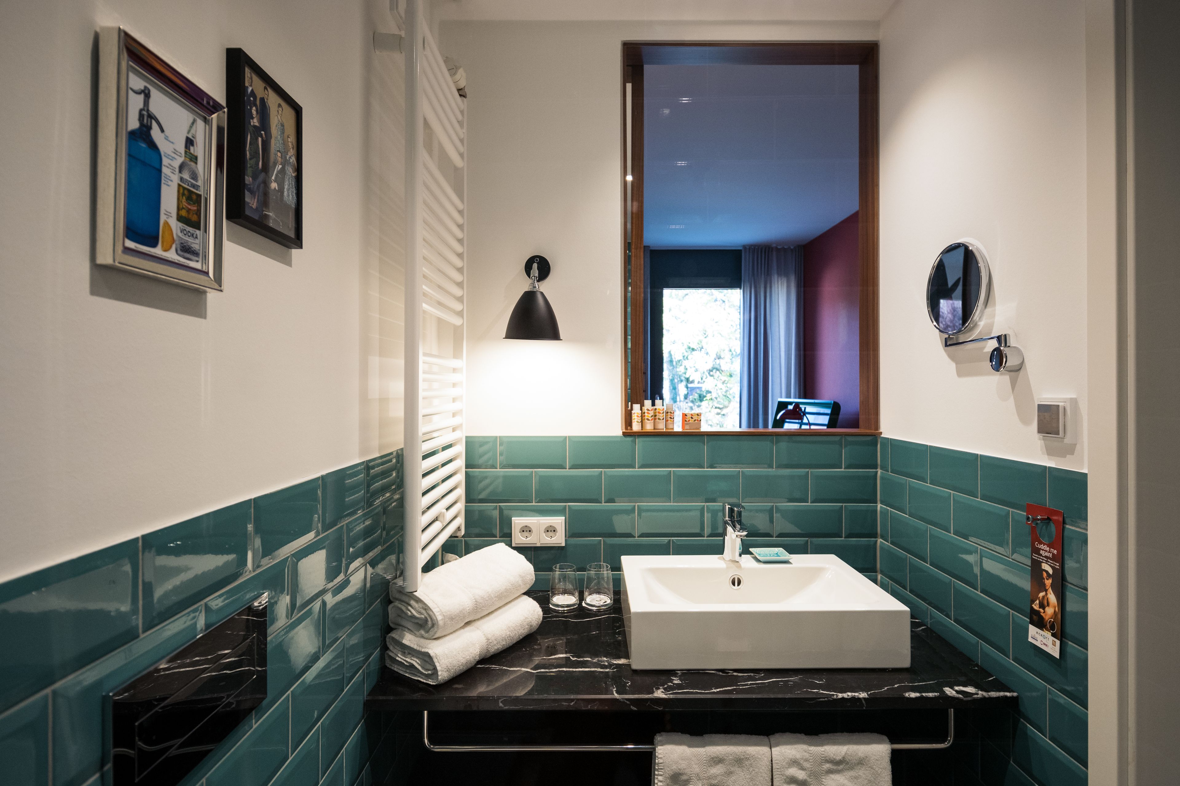 free toiletries, hair dryer, towels