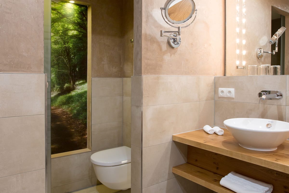 free toiletries, hair dryer, bathrobes, slippers