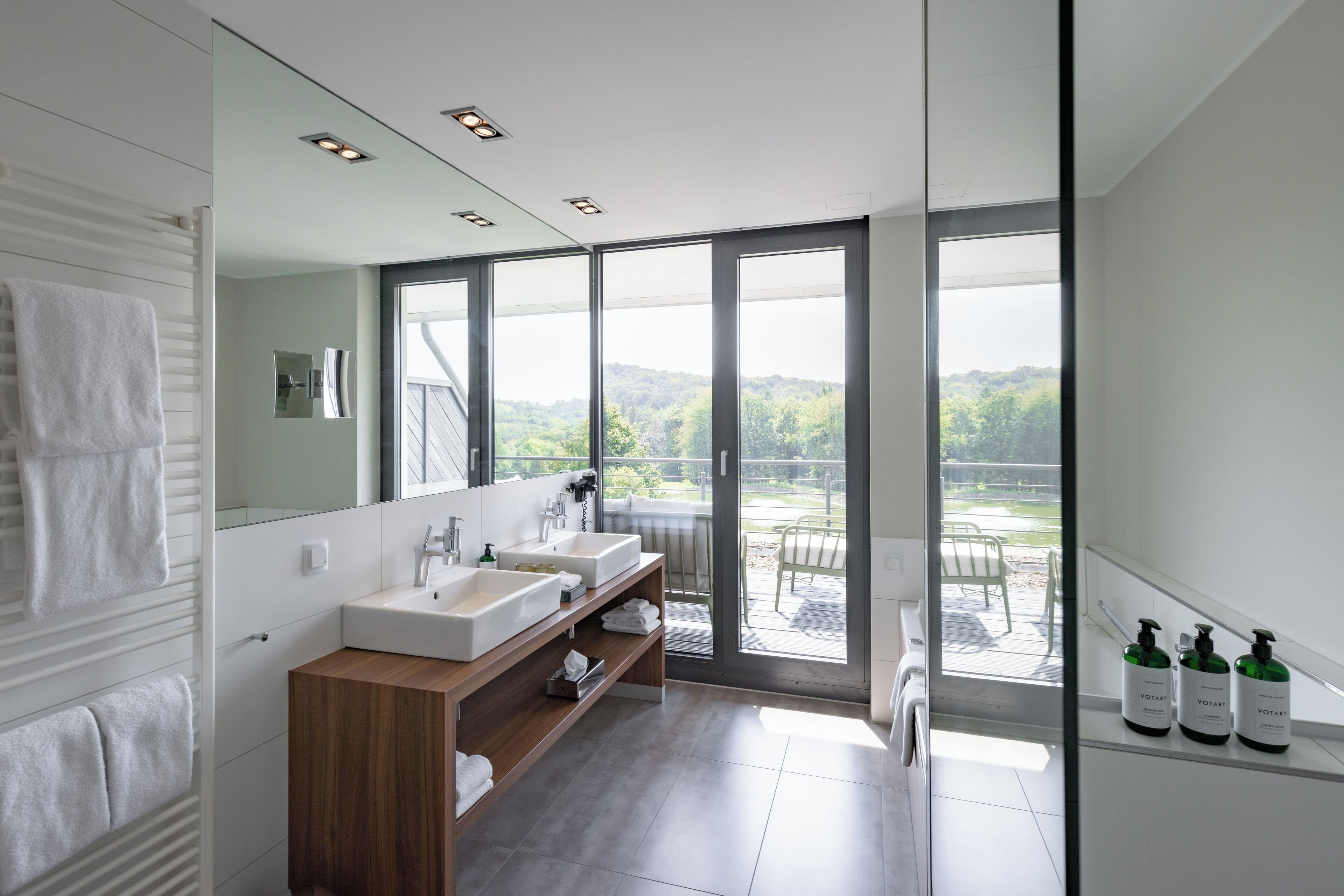 free toiletries, hair dryer, towels