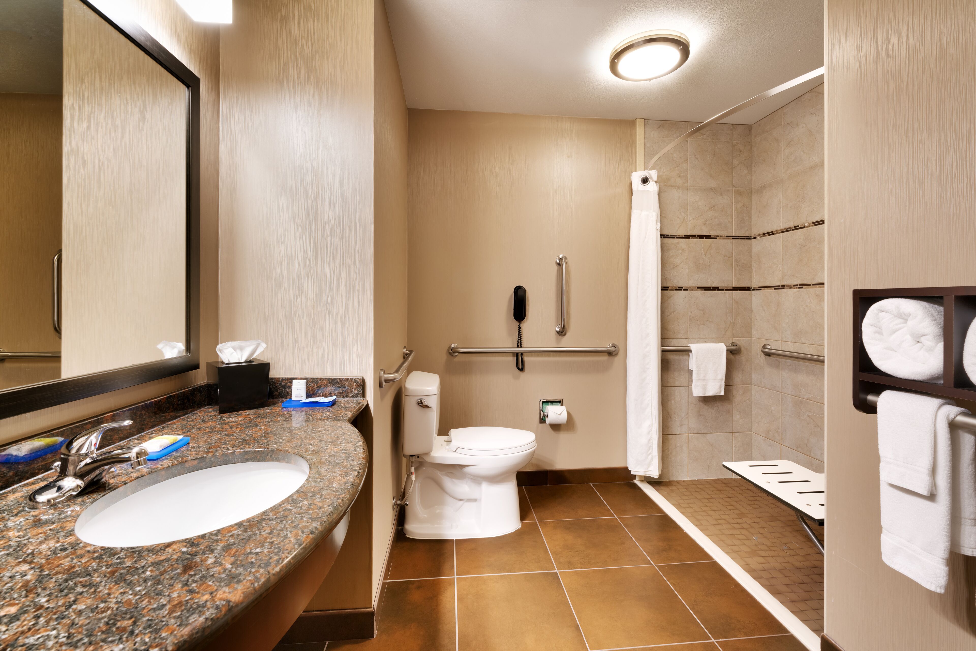 standard room, 1 king bed, mobility accessible (roll-in shower) | 1 bedroom, desk, blackout curtains, iron/ironing board