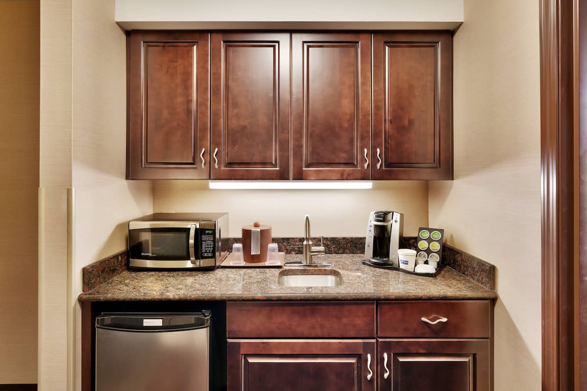 suite, 2 queen beds | 1 bedroom, desk, blackout curtains, iron/ironing board