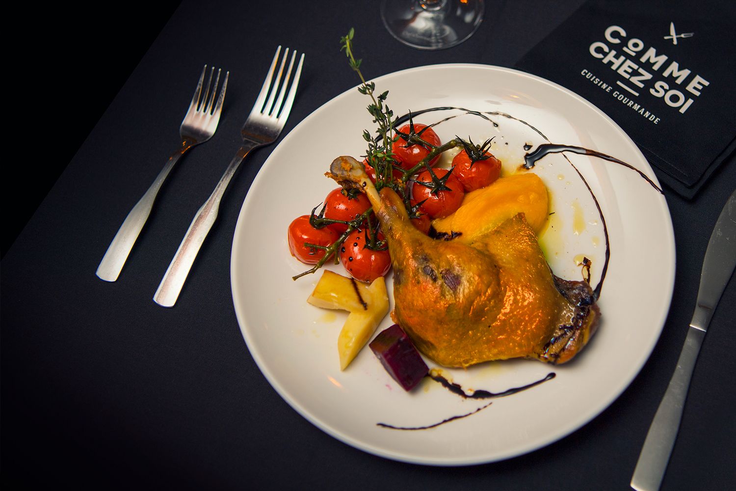 dinner served, french cuisine, garden views