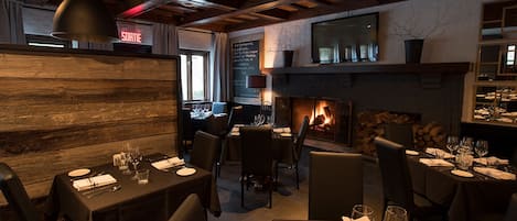 Dinner served, French cuisine, garden views