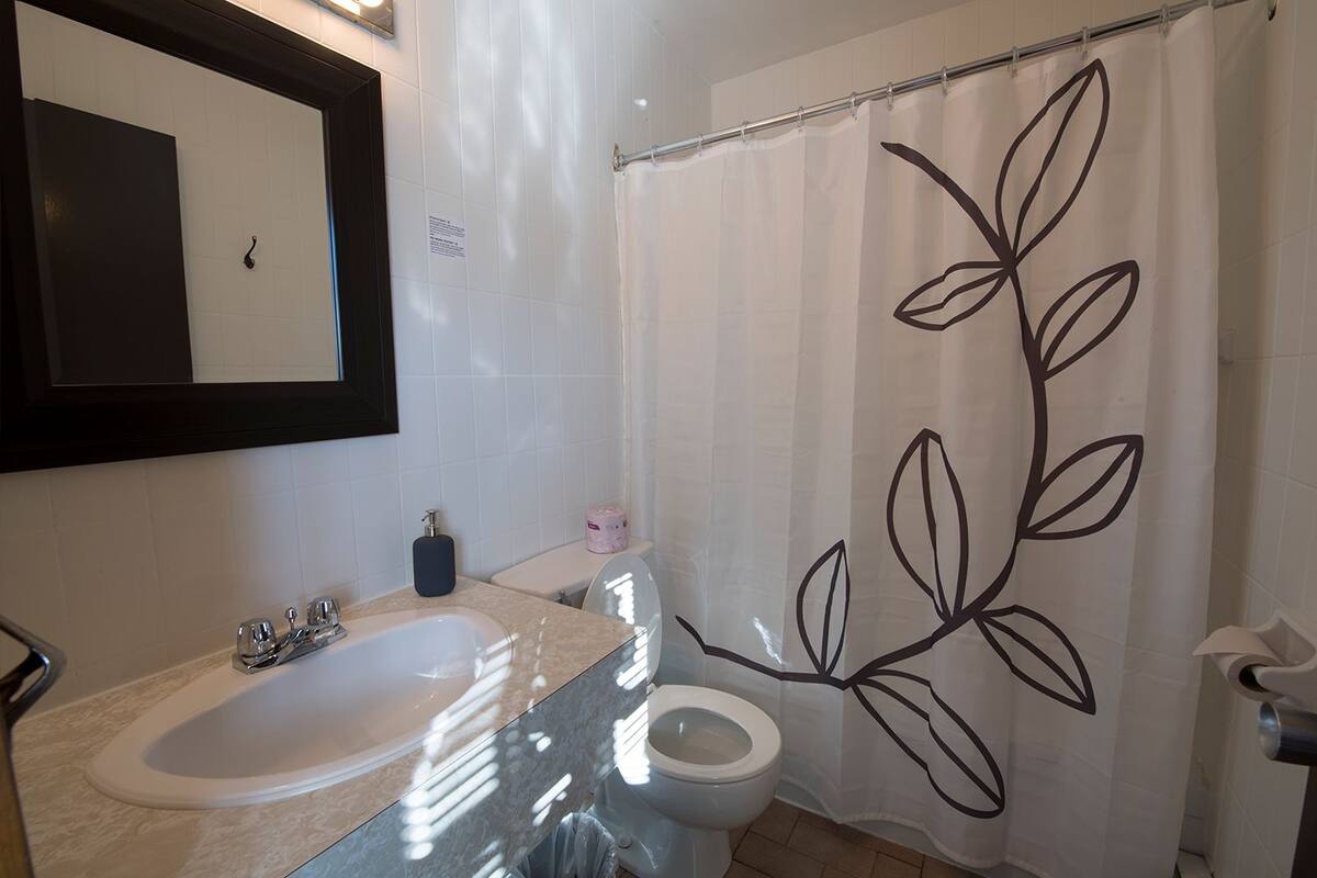 standard room, 2 double beds | bathroom | combined shower/bathtub, free toiletries, hair dryer, towels