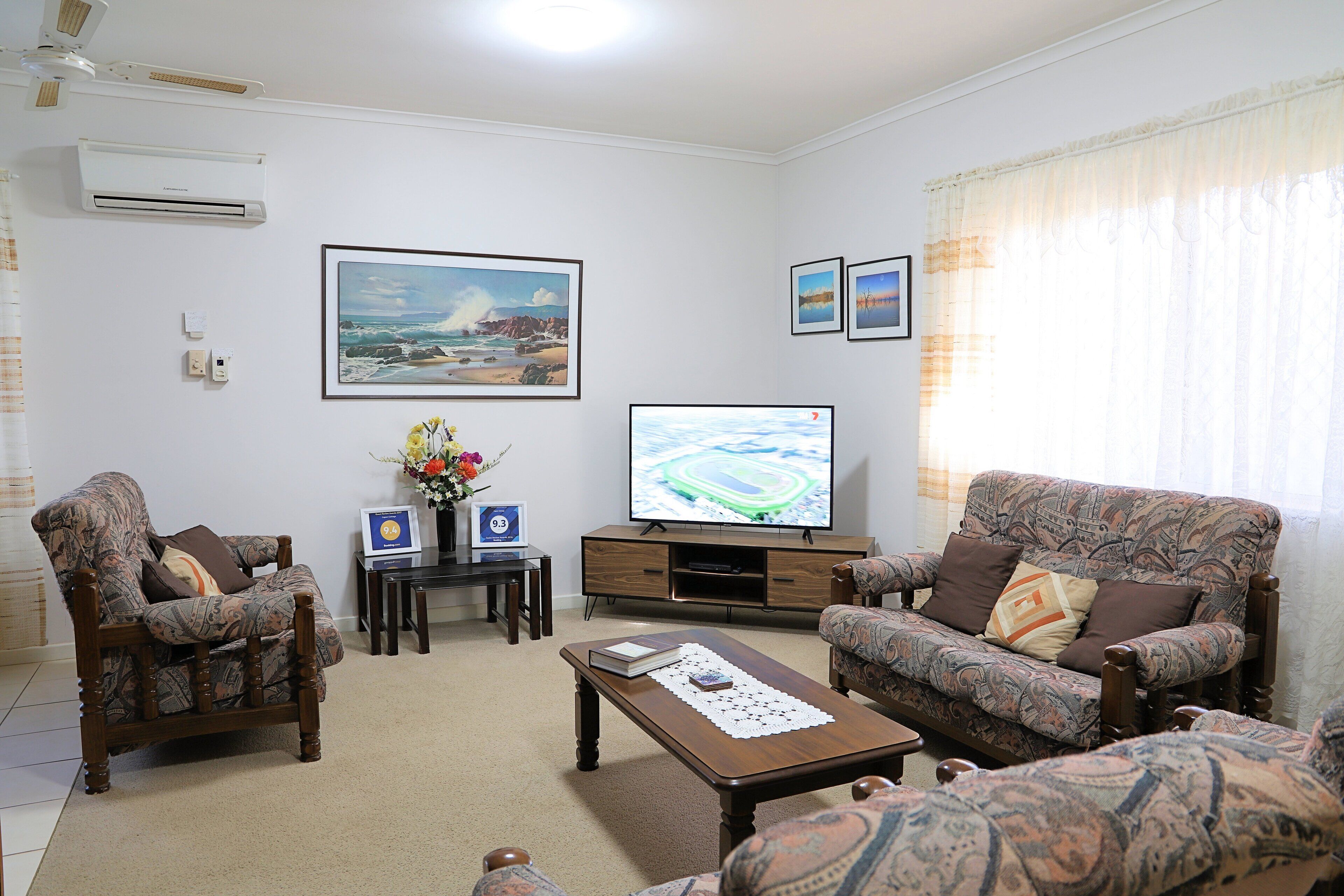 Broken Hill - 3 bedroom Cottage | Living area | 49-inch flat-screen TV with digital channels, TV, DVD player