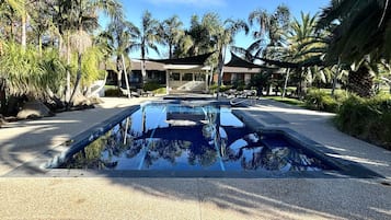 Outdoor pool, pool loungers
