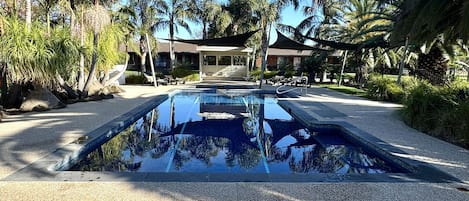Outdoor pool, pool loungers