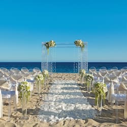 On the beach, sun loungers, beach umbrellas, beach towels