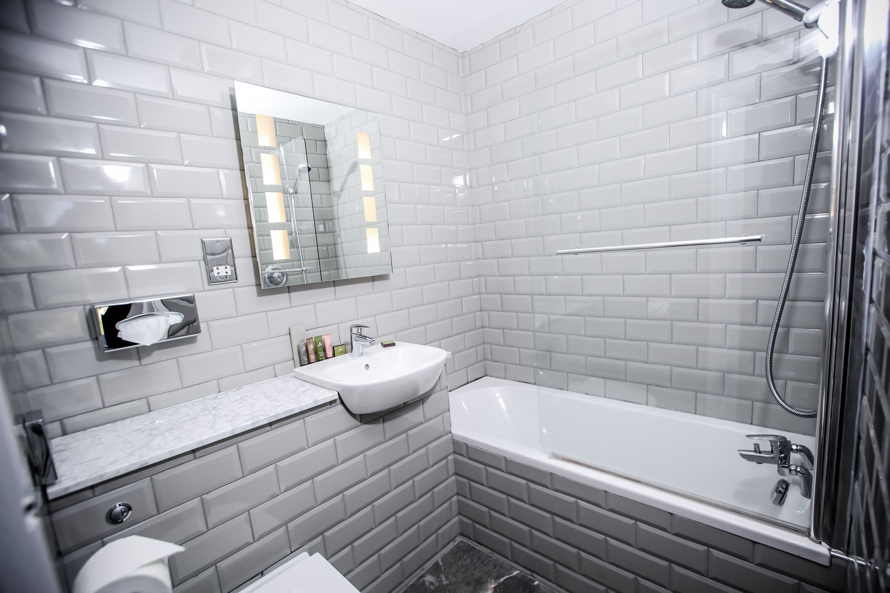 standard twin room | bathroom | free toiletries, hair dryer, towels