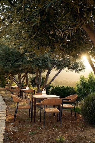 Garden Level Hideaway | Outdoor dining. Eliathos Hillside Retreat