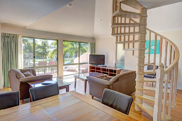 Flat-screen TV, DVD player