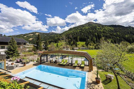 Outdoor pool, open 7:00 AM to 7:30 PM, pool umbrellas, sun loungers