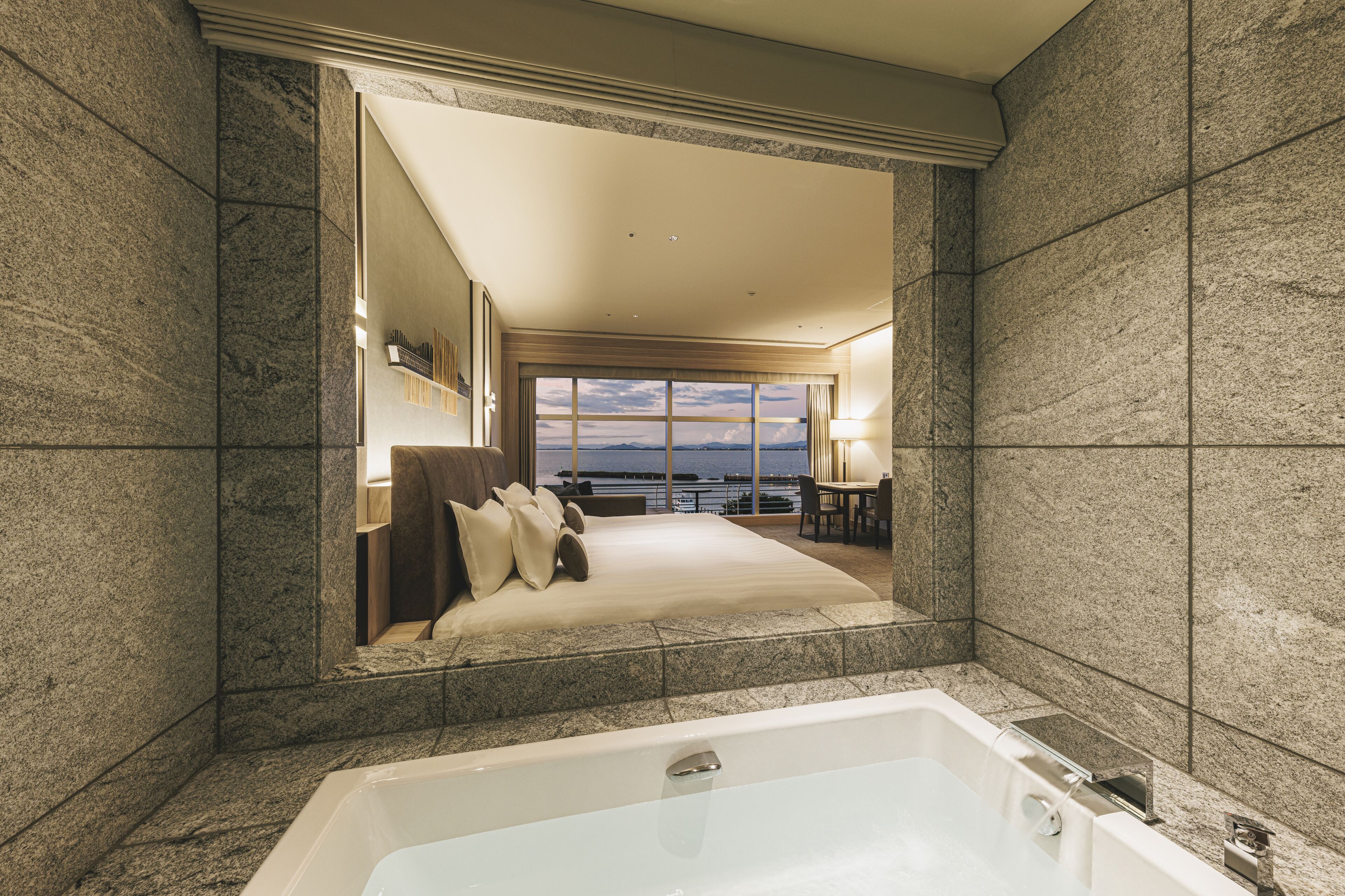 premium luxury twin room vista with lounge access [adult-only], non-smoking | bathroom | combined shower/bathtub, hair dryer, electronic bidet, towels