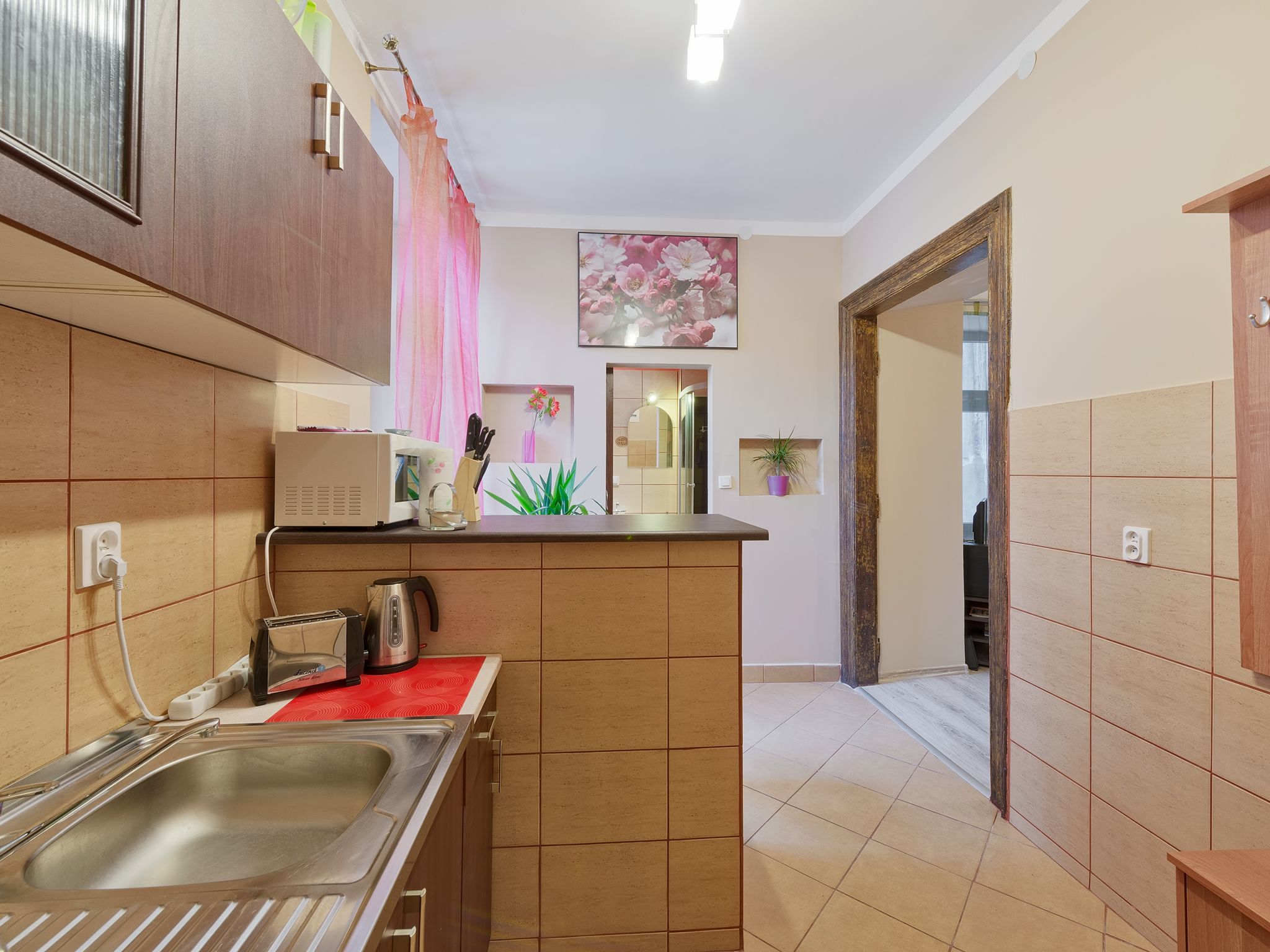 Fridge, microwave, electric kettle