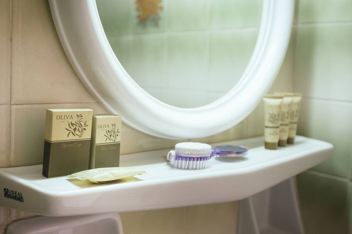 combined shower/bathtub, free toiletries, hair dryer, towels