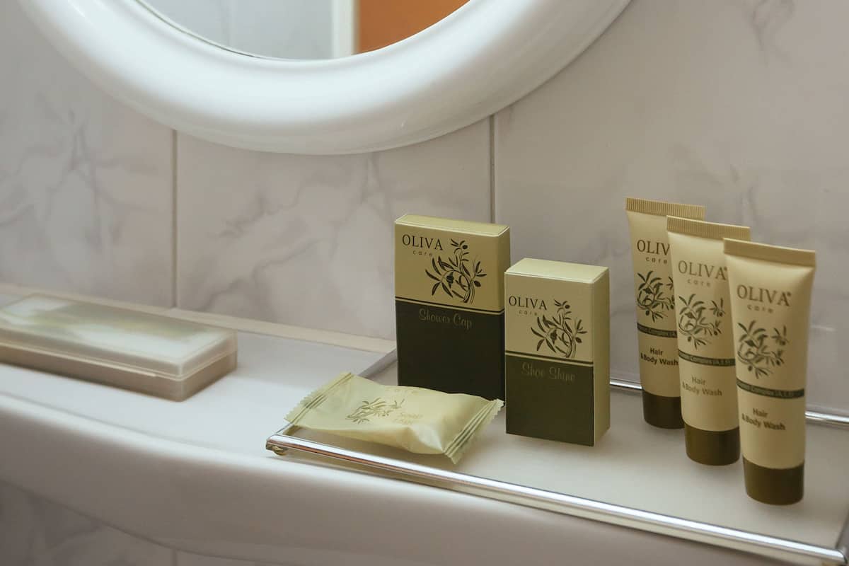 combined shower/bathtub, free toiletries, hair dryer, towels