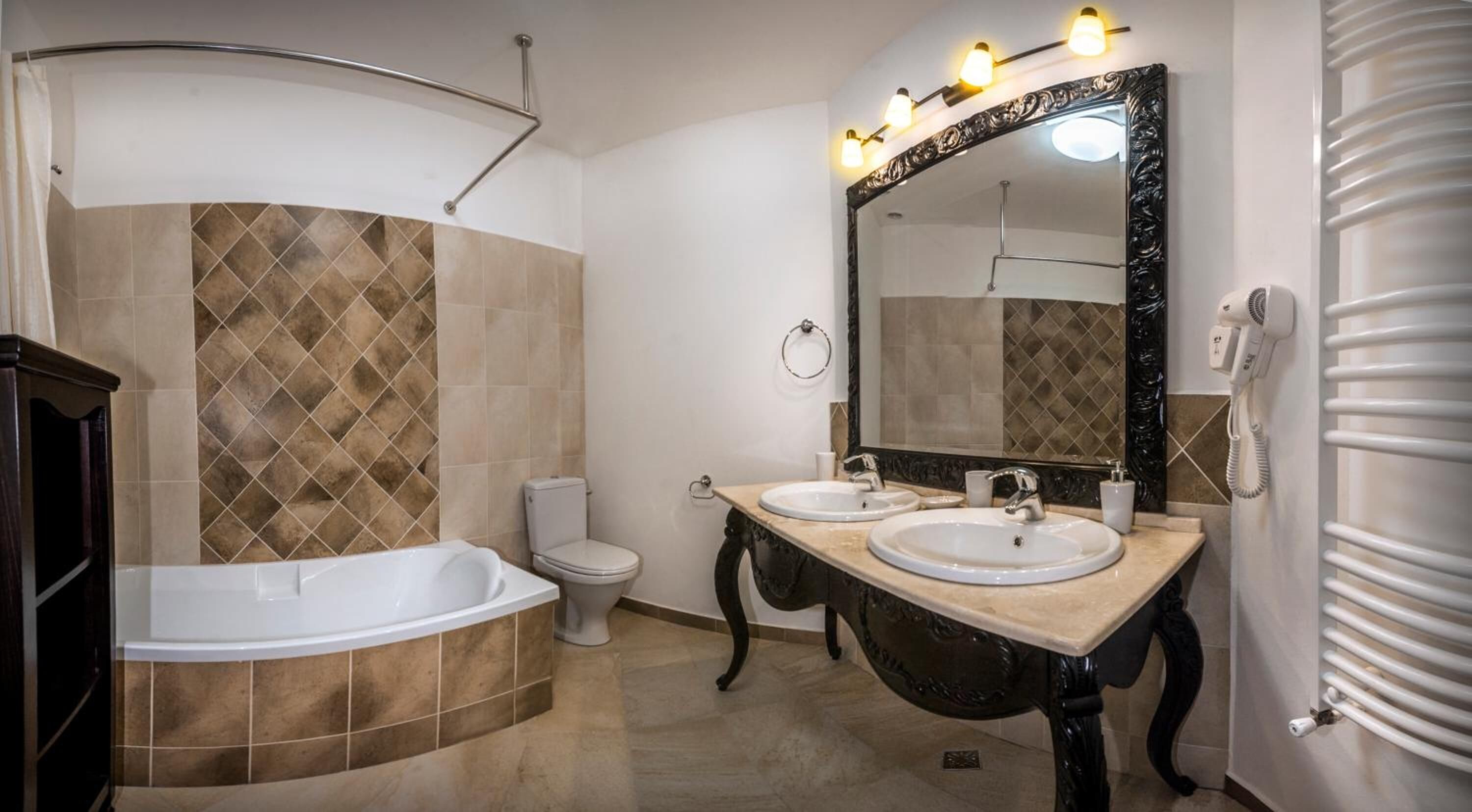 bathrobes, slippers, towels