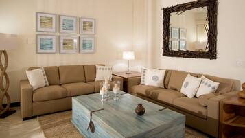 Master Suite Private Pool & Terrace | Living area | 32-inch flat-screen TV with cable channels, TV