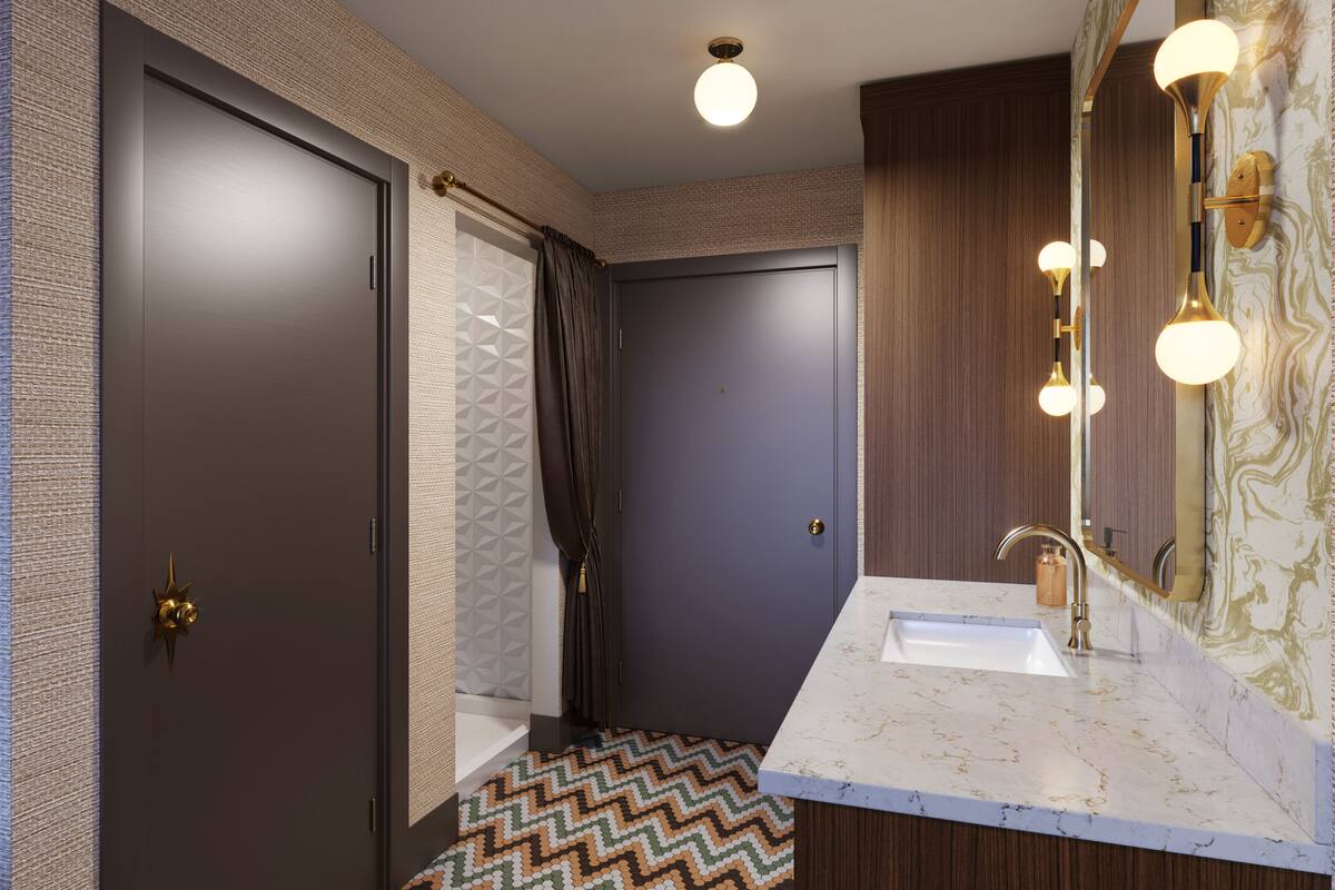 shower, rainfall showerhead, free toiletries, hair dryer