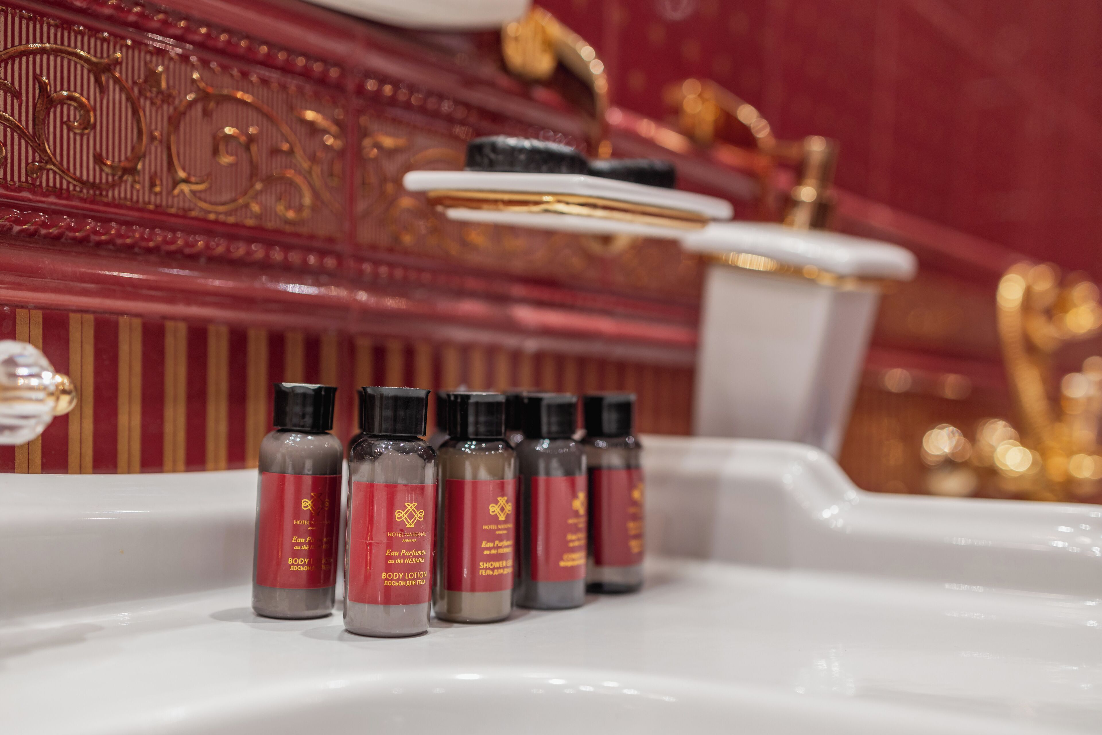 presidential studio suite | bathroom | designer toiletries, hair dryer, bathrobes, slippers