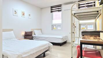 Blackout curtains, soundproofing, iron/ironing board (on request)