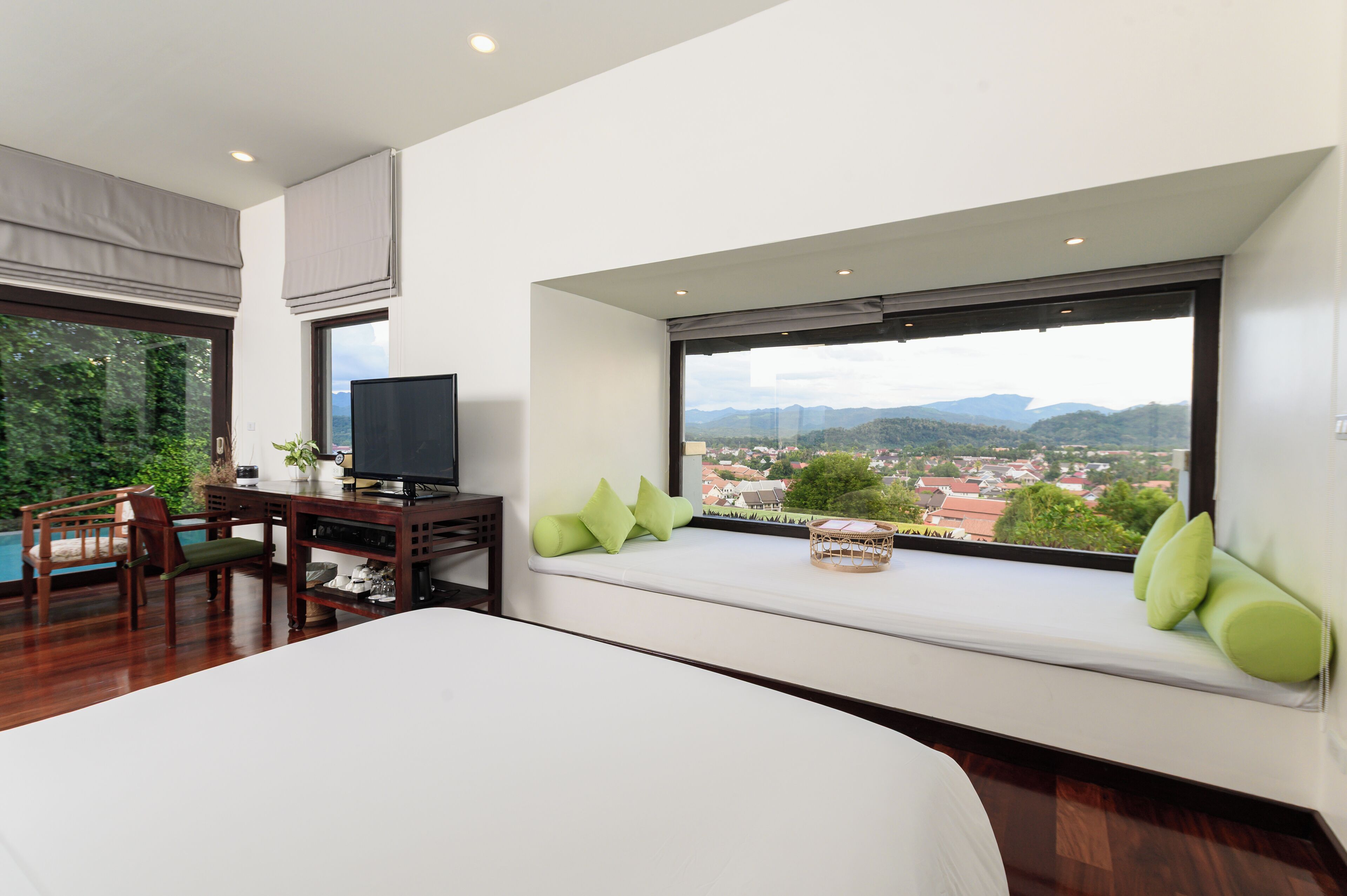 pool villa room | living area | 42-inch lcd tv with cable channels, tv, dvd player