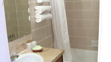 Standard Double Room, 2 Double Beds, Non Smoking | Bathroom | Combined shower/tub, free toiletries, hair dryer, towels