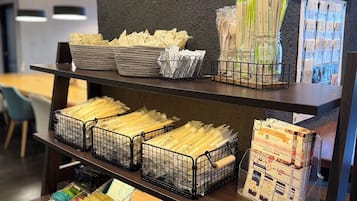 A display of neatly organized stationery items in a store.