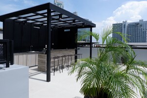 Outdoor pool, sun loungers