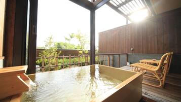 Japanese Style Room with Open Air Bath, Meal at Private Room (Check in until 18:00) | Bathroom | Shower, hair dryer, slippers, electronic bidet