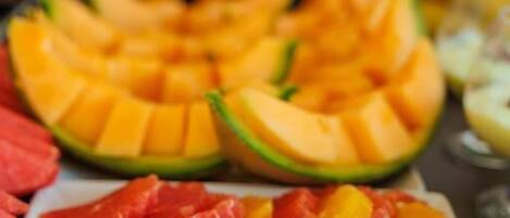 A variety of fresh fruits arranged on a table.
