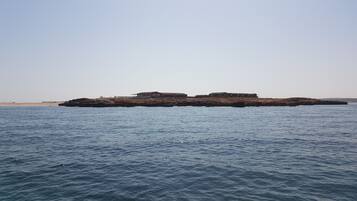 Beach nearby, sun loungers