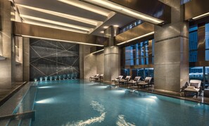 Indoor pool, seasonal outdoor pool, pool umbrellas, sun loungers