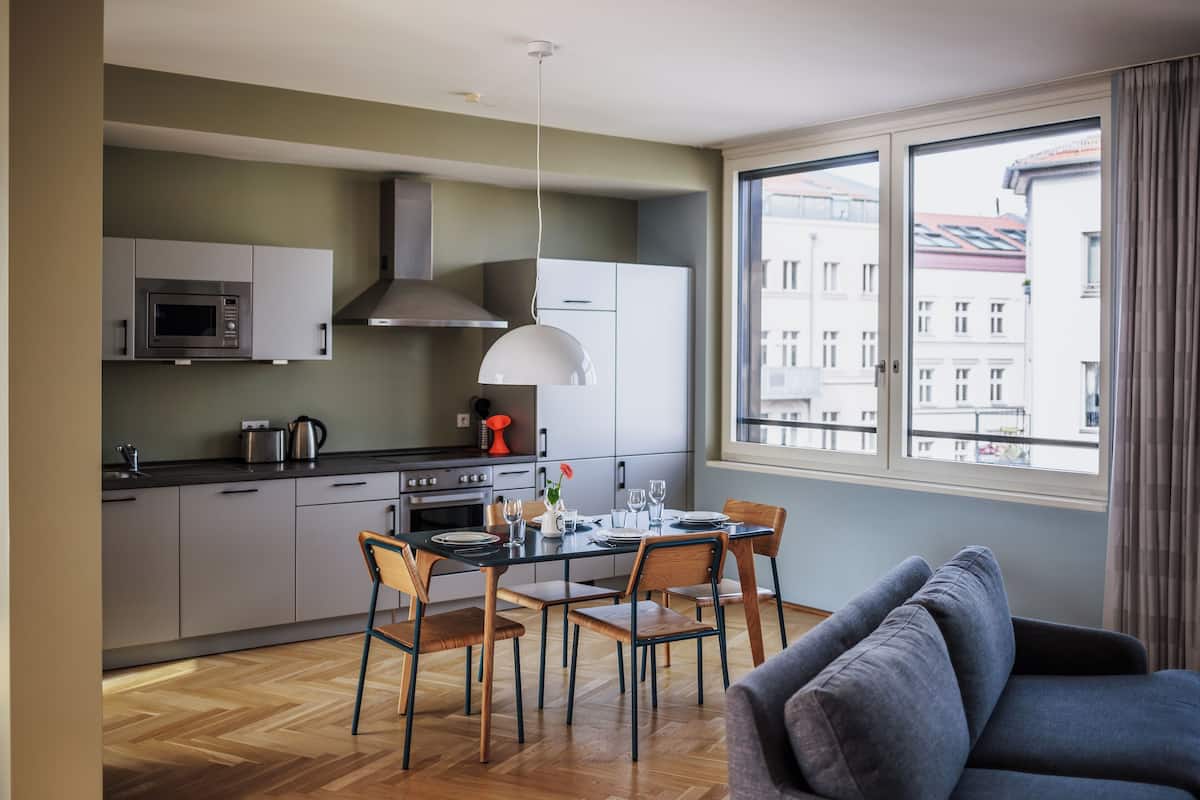 Apartment, 2 Bedrooms | Living area | 75-inch Smart TV with satellite channels, TV, DVD player
