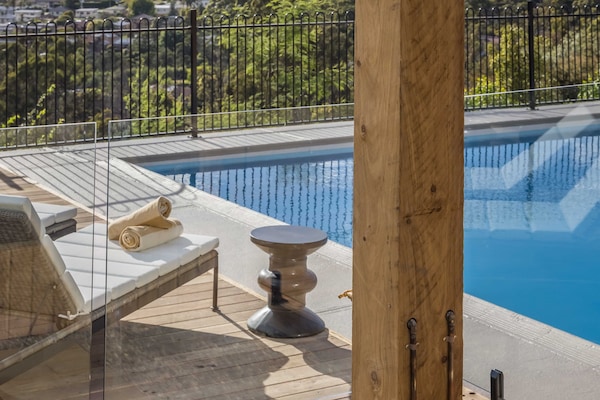 Outdoor pool, sun loungers