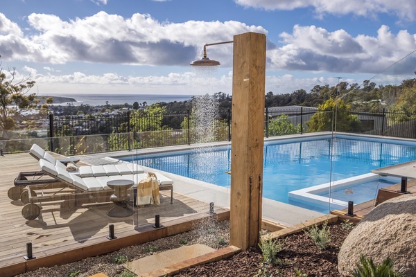 Outdoor pool, pool loungers