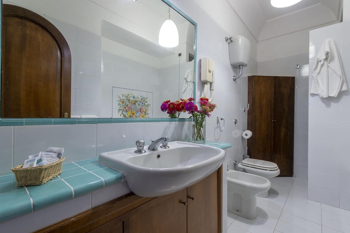 superior double room | bathroom | shower, free toiletries, hair dryer, bidet