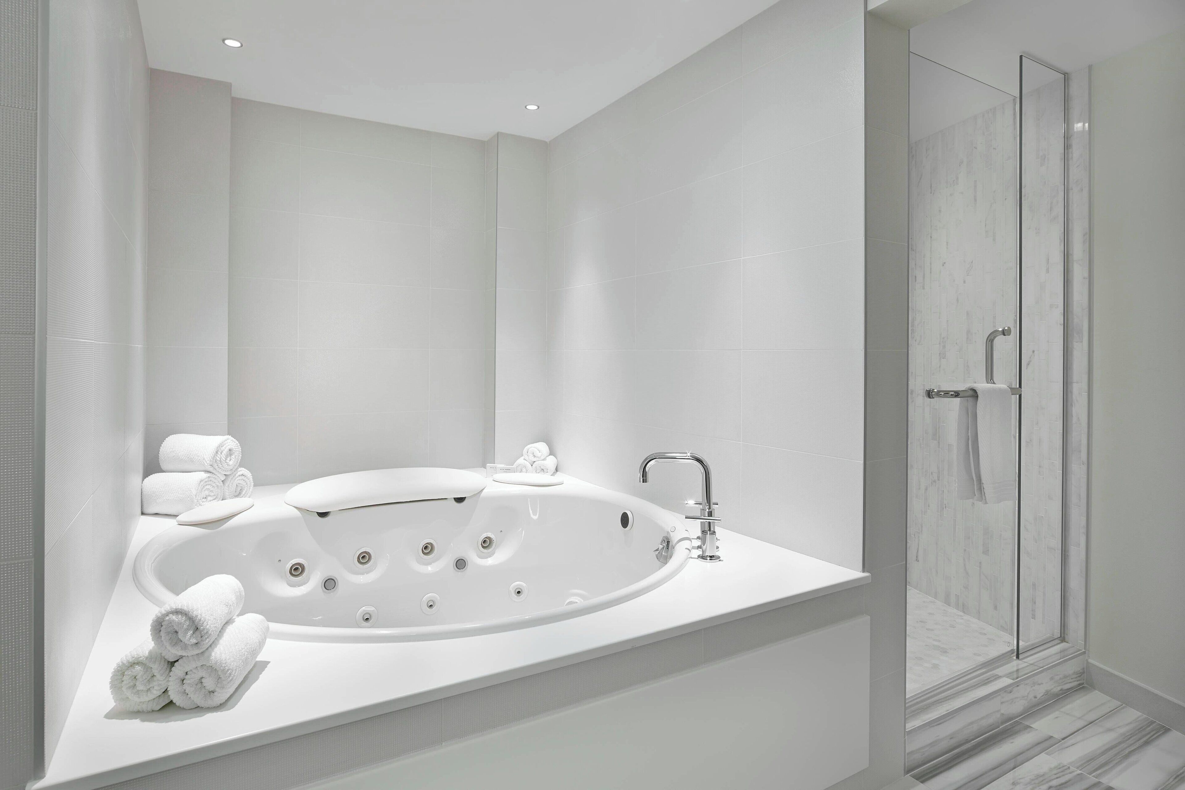 shower, free toiletries, hair dryer, bathrobes