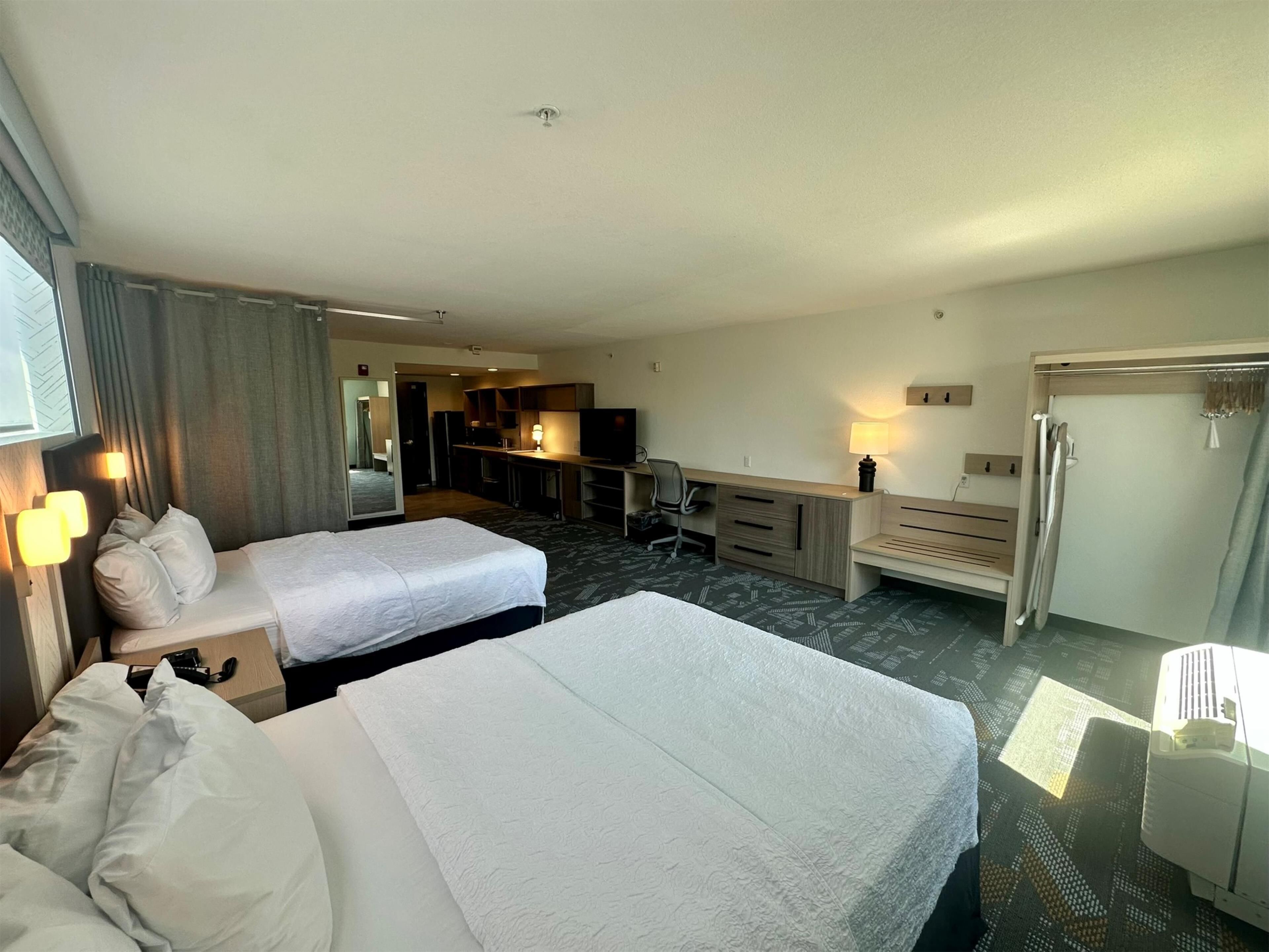 room, 2 queen beds, accessible (3x3 transfer shower) | blackout curtains, iron/ironing board, free wifi, bed sheets