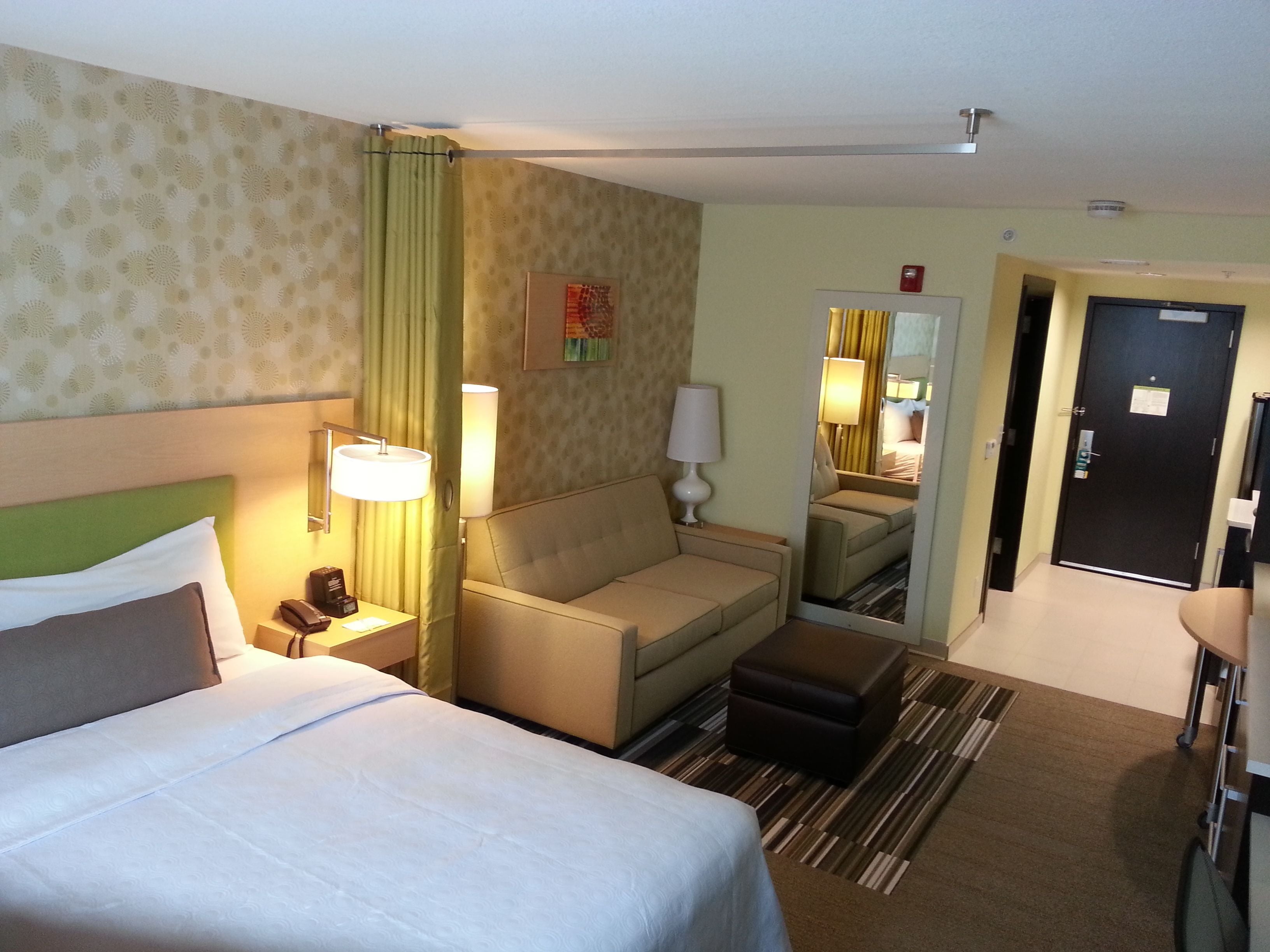 blackout curtains, iron/ironing board, free wifi, bed sheets