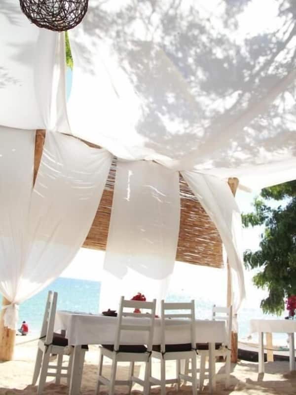 Seafood, beach views
