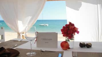 Seafood, beach views