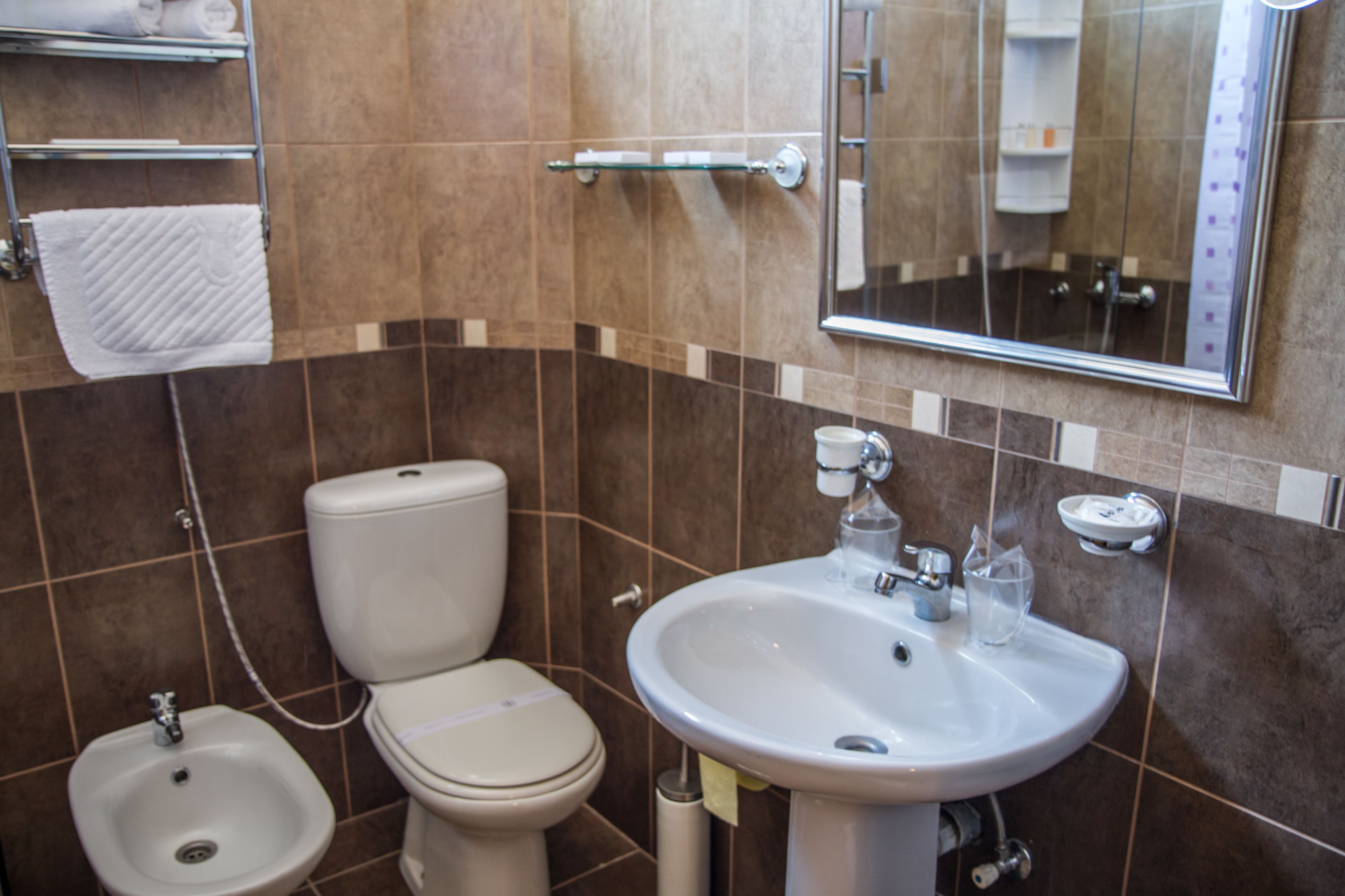 rainfall showerhead, free toiletries, hair dryer, bathrobes