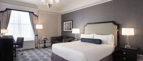 Hypo-allergenic bedding, down comforters, pillowtop beds, in-room safe