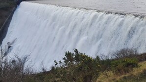 A large dam with a waterfall. - The Crown Inn (Rhayader)